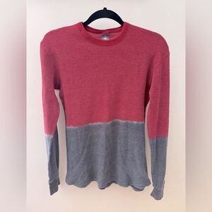 BDG Waffle Knit Red White & Blue Y2K Dip Dyed Casual Long Sleeve Tee Surfer Sz S